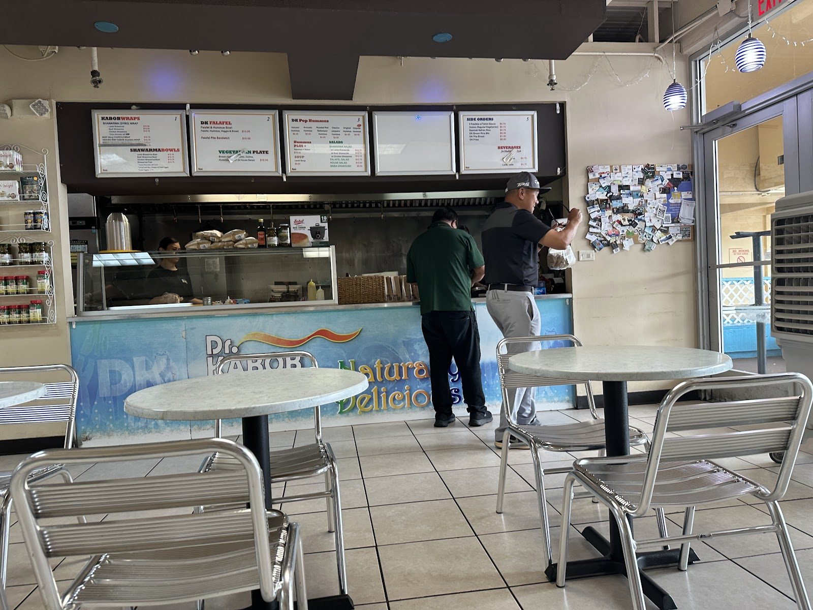 Inside Dr. Kabob, the counter and menu boards